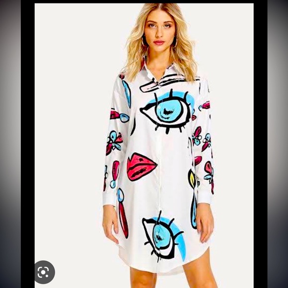 SHEIN abstract shirt dress - Picture 1 of 4